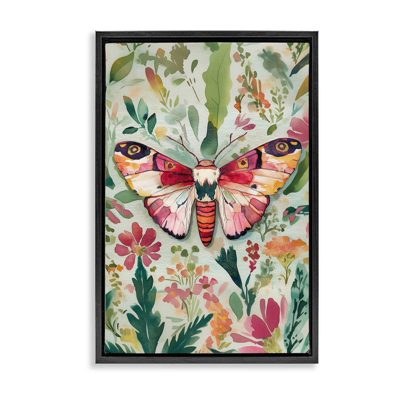 Stupell Industries Butterfly over Abstract Flowers Floating Frame Design by The Dutch Lady